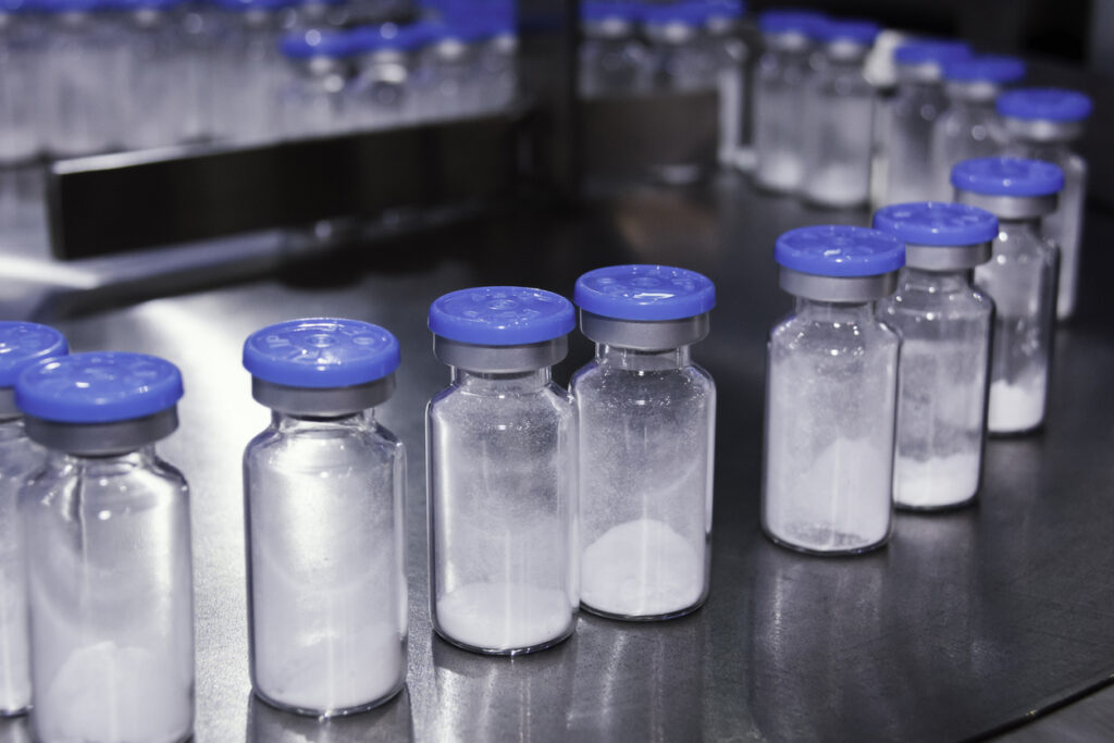powdered product in vials