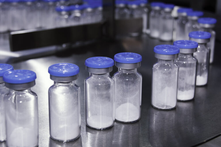 powdered product in vials